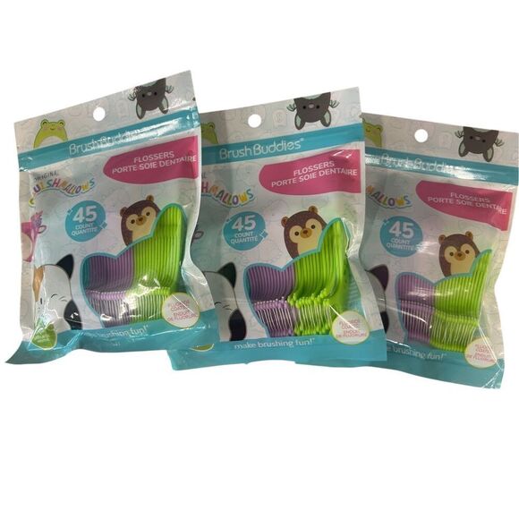 3 PACKS of Brush‎ Buddies Squishmallow Flossers 45 count - Picture 1 of 3